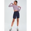 imagebaleaf Womens 7quot Athletic Long Running Shorts Workout Gym Quick Dry Hiking Shorts High Waisted Zipper PocketNavy