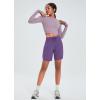 imagebaleaf Womens 7quot Athletic Long Running Shorts Workout Gym Quick Dry Hiking Shorts High Waisted Zipper PocketPurple
