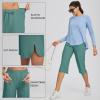 imagebaleaf Womens Capri Pants Wide Leg Plus Size UPF50 Lightweight Quick Dry Pants Casual Loose Sweatpants Hiking WalkingGreen
