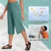 imagebaleaf Womens Capri Pants Wide Leg Plus Size UPF50 Lightweight Quick Dry Pants Casual Loose Sweatpants Hiking WalkingGreen