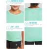 imagebaleaf Womens Short Sleeve Running Workout Shirts Athletic Tops Lightweight Quick Dry Training Yoga CrewneckAqua