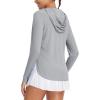 imagebaleaf Womens UPF 50 Sun Shirt with Hoodie SPF Long Sleeve UV Protection Clothing Hiking Fishing Outdoor LightweightHeather Light Gray