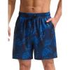 imagebaleaf Mens Swim Trunks with Compression Liner 5 ampamp 7 inch Quick Dry Bathing Suit Swim Shorts with Zippered PocketsBlue Floral