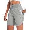 imagebaleaf Womens 7quot Athletic Long Running Shorts Workout Gym Quick Dry Hiking Shorts High Waisted Zipper PocketGrey