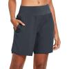imagebaleaf Womens 7quot Long Running Athletic Shorts with Liner High Waist Workout Gym Quick Dry Soft Split Leg Zipper PocketGrey