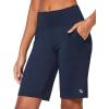 imagebaleaf Womens Bermuda Long Shorts 10quot Knee Length High Rise Athletic Shorts Pull On Workout Walking Golf Running SummerNavy