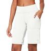 imagebaleaf Womens Bermuda Long Shorts 10quot Knee Length High Rise Athletic Shorts Pull On Workout Walking Golf Running SummerWhite