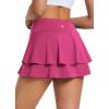 imagebaleaf Womens Pleated Tennis Skirts Athletic Golf Skorts for Women with Pockets Shorts High Waisted Workout Layered RuffleRose