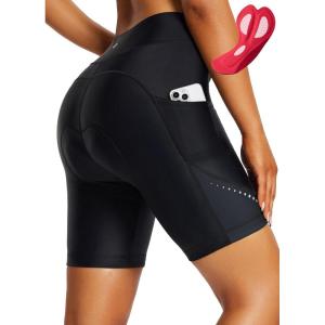 imageBALEAF Womens 4D Padded Bike Shorts Cycling Underwear with Pockets UPF50Blackairide