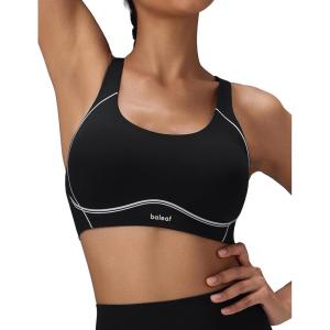 imagebaleaf Freeleaf Broadway Womens High Impact Sports Bra Wirefree Padded Spaghetti Strap Dance Yoga Workout BraBlack