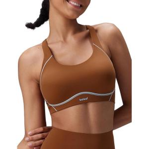 imagebaleaf Freeleaf Broadway Womens High Impact Sports Bra Wirefree Padded Spaghetti Strap Dance Yoga Workout BraBrown