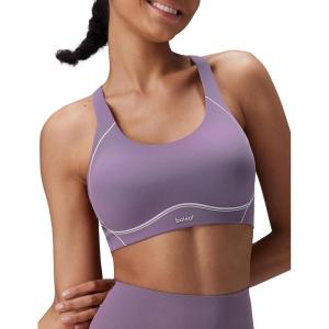 imagebaleaf Freeleaf Broadway Womens High Impact Sports Bra Wirefree Padded Spaghetti Strap Dance Yoga Workout BraPurple