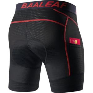 imagebaleaf Mens Cycling Underwear 4D Padded Bike Shorts Pocket Mountain Bike Liner Bicycle GearRed