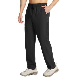 imagebaleaf Mens Hiking Pants Quick Dry Water Resistant Lightweight Elastic Waist Outdoor Cargo Sweatpants with Zip PocketsBlack