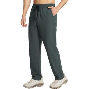 imagebaleaf Mens Hiking Pants Quick Dry Water Resistant Lightweight Elastic Waist Outdoor Cargo Sweatpants with Zip PocketsEbony