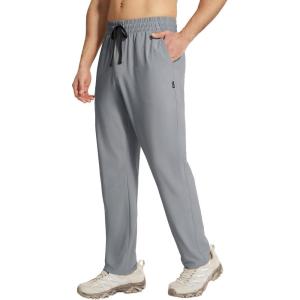 imagebaleaf Mens Hiking Pants Quick Dry Water Resistant Lightweight Elastic Waist Outdoor Cargo Sweatpants with Zip PocketsFrost Gray