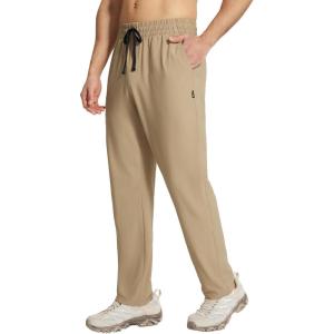 imagebaleaf Mens Hiking Pants Quick Dry Water Resistant Lightweight Elastic Waist Outdoor Cargo Sweatpants with Zip PocketsTannin