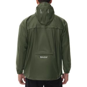 imagebaleaf Mens Light Running Hiking Rain Jacket Waterproof with Hood Windbreaker Pullover Coats Hoodie PackableArmy Green