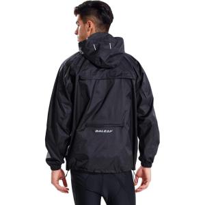 imagebaleaf Mens Light Running Hiking Rain Jacket Waterproof with Hood Windbreaker Pullover Coats Hoodie PackableBlack