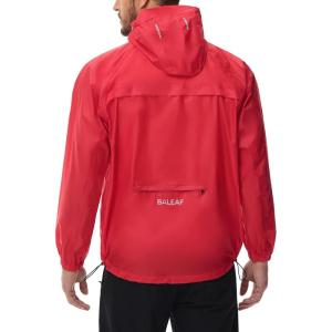 imagebaleaf Mens Light Running Hiking Rain Jacket Waterproof with Hood Windbreaker Pullover Coats Hoodie PackableRed