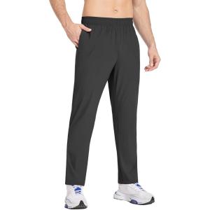 imagebaleaf Mens Running Pants Elastic Waist Lightweight Jogging Stretch Golf Workout Pants with Zipper PocketsBlack