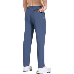 imagebaleaf Mens Running Pants Elastic Waist Lightweight Jogging Stretch Golf Workout Pants with Zipper PocketsBlue