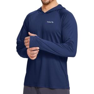 imagebaleaf Mens Sun Protection Hoodie Shirt UPF 50 Long Sleeve UV SPF TShirts Rash Guard Fishing Swimming LightweightStyle 1deep Blue