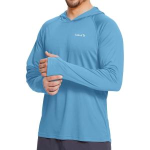 imagebaleaf Mens Sun Protection Hoodie Shirt UPF 50 Long Sleeve UV SPF TShirts Rash Guard Fishing Swimming LightweightStyle 1malibu Blue