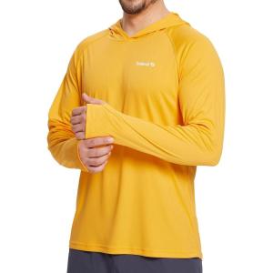 imagebaleaf Mens Sun Protection Hoodie Shirt UPF 50 Long Sleeve UV SPF TShirts Rash Guard Fishing Swimming LightweightStyle 1marigold