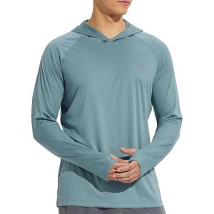 imagebaleaf Mens Sun Protection Hoodie Shirt UPF 50 Long Sleeve UV SPF TShirts Rash Guard Fishing Swimming LightweightStyle 2glacier Blue Heather