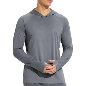 imagebaleaf Mens Sun Protection Hoodie Shirt UPF 50 Long Sleeve UV SPF TShirts Rash Guard Fishing Swimming LightweightStyle 2light Grey Heather