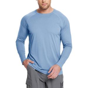 imagebaleaf Mens Sun Protection Shirts UV SPF UPF 50 Long Sleeve Rash Guard Fishing Running Quick Dry Lightweight01blue Heather