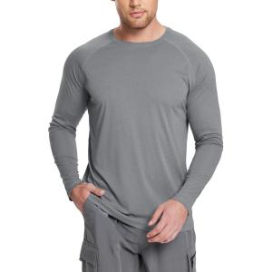 imagebaleaf Mens Sun Protection Shirts UV SPF UPF 50 Long Sleeve Rash Guard Fishing Running Quick Dry Lightweight01grey Heather