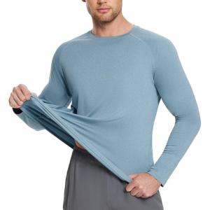 imagebaleaf Mens Sun Protection Shirts UV SPF UPF 50 Long Sleeve Rash Guard Fishing Running Quick Dry Lightweight01light Blue Heather