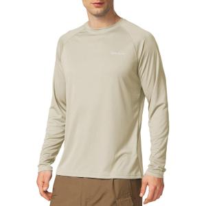 imagebaleaf Mens Sun Protection Shirts UV SPF UPF 50 Long Sleeve Rash Guard Fishing Running Quick Dry Lightweight01oatmeal