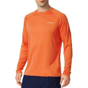 imagebaleaf Mens Sun Protection Shirts UV SPF UPF 50 Long Sleeve Rash Guard Fishing Running Quick Dry Lightweight01orange