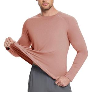 imagebaleaf Mens Sun Protection Shirts UV SPF UPF 50 Long Sleeve Rash Guard Fishing Running Quick Dry Lightweight01orange Red Heather