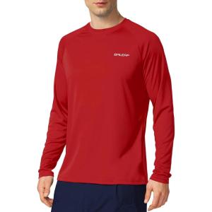 imagebaleaf Mens Sun Protection Shirts UV SPF UPF 50 Long Sleeve Rash Guard Fishing Running Quick Dry Lightweight01tomato