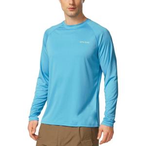 imagebaleaf Mens Sun Protection Shirts UV SPF UPF 50 Long Sleeve Rash Guard Fishing Running Quick Dry LightweightBlue
