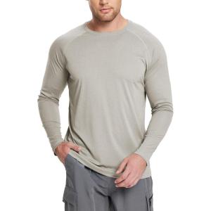 imagebaleaf Mens Sun Protection Shirts UV SPF UPF 50 Long Sleeve Rash Guard Fishing Running Quick Dry LightweightKhaki
