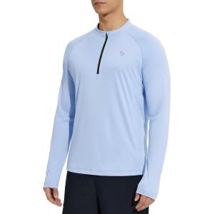 imagebaleaf Mens Sun Shirts UPF 50 Rash Guard Long Sleeve 14 Zip SPF UV Protection Lightweight Quick DryBlue