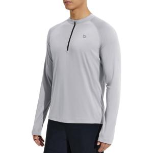 imagebaleaf Mens Sun Shirts UPF 50 Rash Guard Long Sleeve 14 Zip SPF UV Protection Lightweight Quick DryGrey