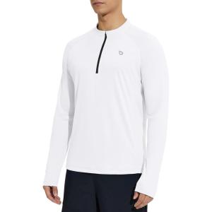 imagebaleaf Mens Sun Shirts UPF 50 Rash Guard Long Sleeve 14 Zip SPF UV Protection Lightweight Quick DryWhite