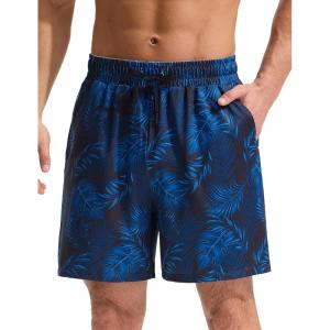 imagebaleaf Mens Swim Trunks with Compression Liner 5 ampamp 7 inch Quick Dry Bathing Suit Swim Shorts with Zippered PocketsBlue Floral