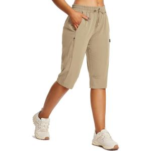 imagebaleaf Womens 15quot Hiking Shorts Long Bernuda Cargo Below The Knee Capris Lightweight Quick Dry Elastic Waist for Casual15inbrown