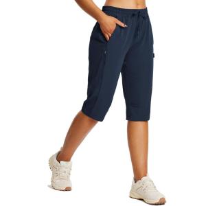 imagebaleaf Womens 15quot Hiking Shorts Long Bernuda Cargo Below The Knee Capris Lightweight Quick Dry Elastic Waist for Casual15indark Blue