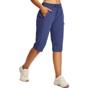 imagebaleaf Womens 15quot Hiking Shorts Long Bernuda Cargo Below The Knee Capris Lightweight Quick Dry Elastic Waist for Casual15inestate Blue