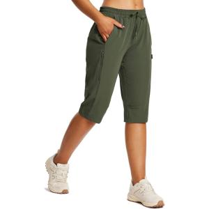 imagebaleaf Womens 15quot Hiking Shorts Long Bernuda Cargo Below The Knee Capris Lightweight Quick Dry Elastic Waist for Casual15ingreen