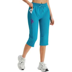 imagebaleaf Womens 15quot Hiking Shorts Long Bernuda Cargo Below The Knee Capris Lightweight Quick Dry Elastic Waist for Casual17inglacier Blue