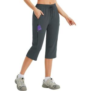 imagebaleaf Womens 15quot Hiking Shorts Long Bernuda Cargo Below The Knee Capris Lightweight Quick Dry Elastic Waist for Casual17ingrey